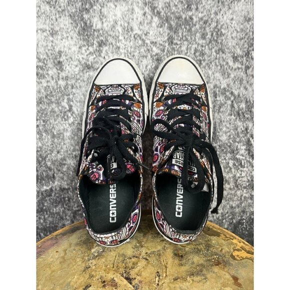 Converse shoes Women 7 men 5 All Star Sugar Skull Black Day Of The Dead Sneakers - Picture 7 of 12